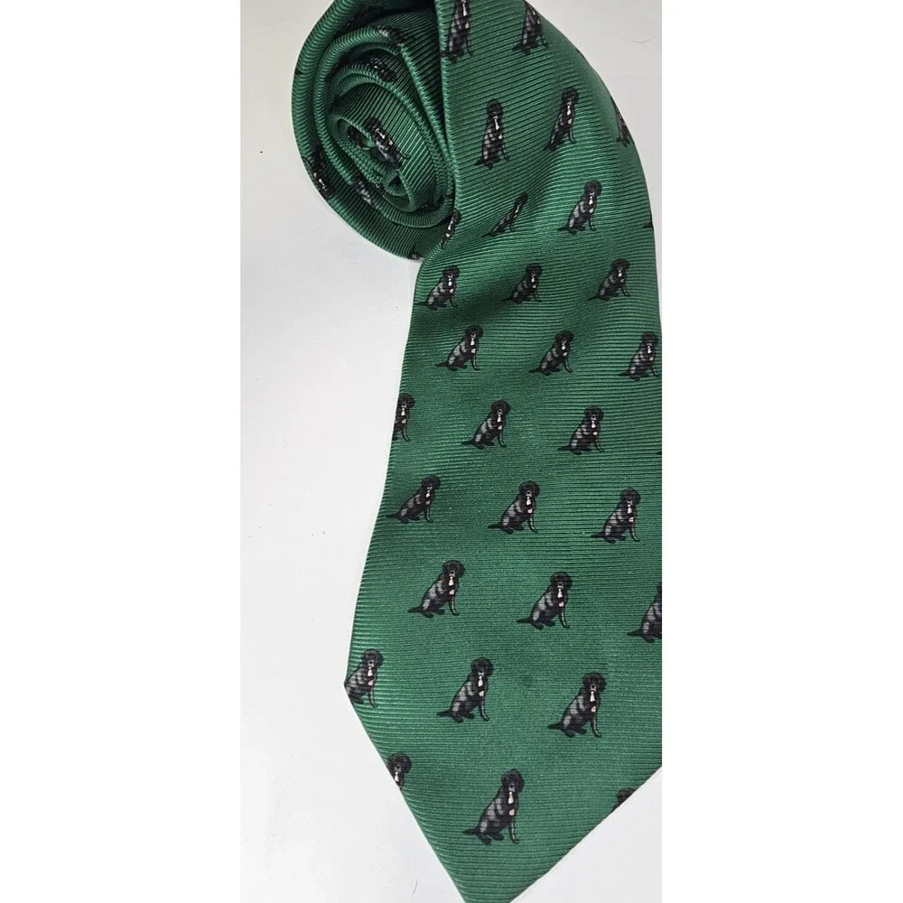 Southern Proper Black Labrador Dog Silk Tie Green Novelty Necktie Atlanta GA